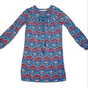 Chelsea & Violet longsleeve boho print peek-a-boo sleeve dress, sz XS